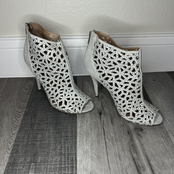 Zigi Soho Silver Sparkly Drift Caged Bootie - Picture 2 of 13